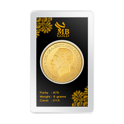 21k Fifth King George Yellow Gold Pound - 8 Gm